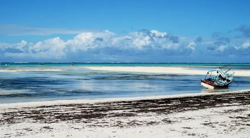 Lugares que ver en Tanzania imprescindibles 7 El mar retirado en la playa de Zanzíbar
