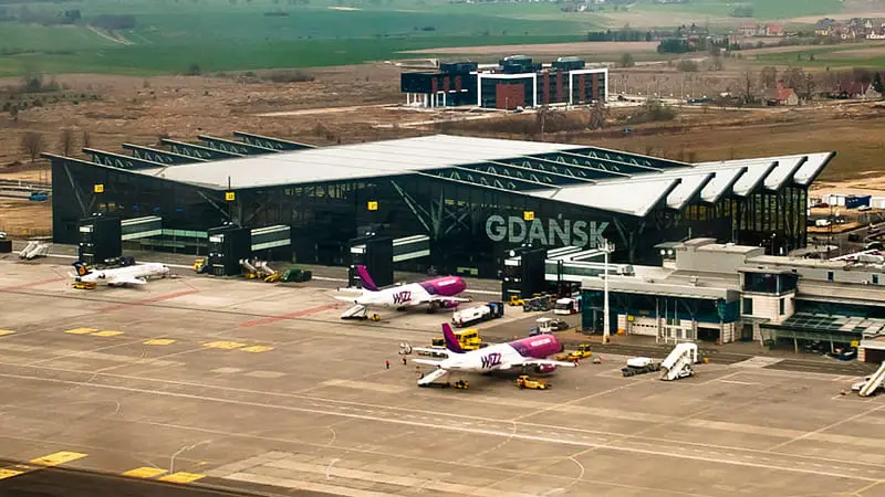 El aeropuerto de Gdańsk en Polonia 3 Imagen aérea del aeropuerto de Gdansk
