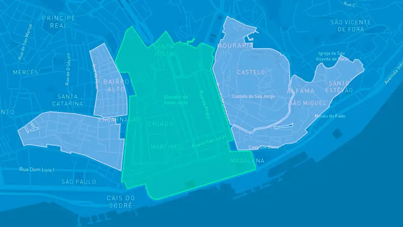 Dónde aparcar en Lisboa 3 Mapa de la zona de bajas emisiones de Lisboa