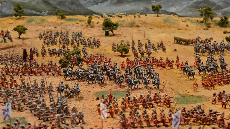 Representación batalla de Almansa con soldaditos de plomo